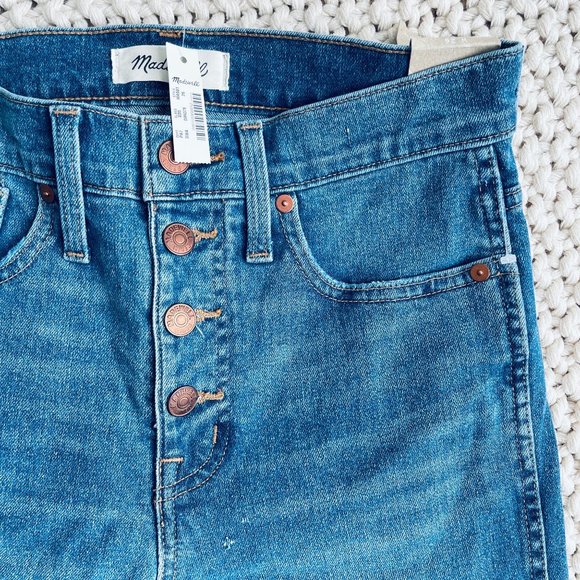 Madewell 26 10" High-Rise Skinny Jeans in Dewitt Wash Button TENCEL Denim MA981 - Picture 2 of 12